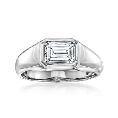 Ross-simons Men's 2.00 Carat Emerald-cut Lab Grown Diamond Ring In 14kt White Gold In Silver