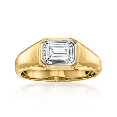 Ross-simons Men's 2.00 Carat Emerald-cut Lab Grown Diamond Ring In 14kt Yellow Gold