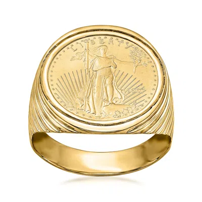 Ross-simons Men's 22kt Yellow Gold American Eagle Coin Ring In 14kt Yellow Gold