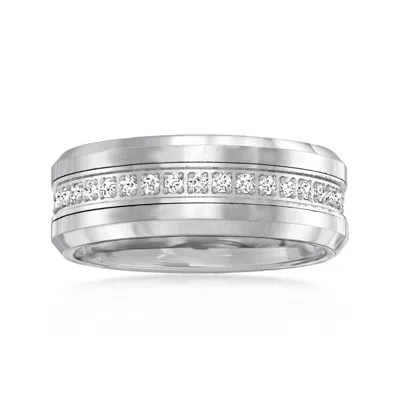 Ross-simons Men's .50 Ct. T.w. Cz Eternity Band In Tungsten Carbide In Silver