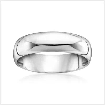 Ross-simons Men's 6mm 14kt White Gold Band In Silver