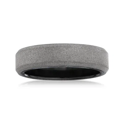 Ross-simons Men's 6mm Gray Tungsten Carbide Wedding Band In Silver