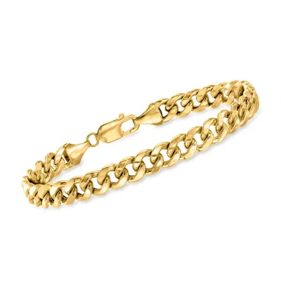 Ross-simons Men's 7.8mm Miami Cuban Link Bracelet In 14kt Yellow Gold