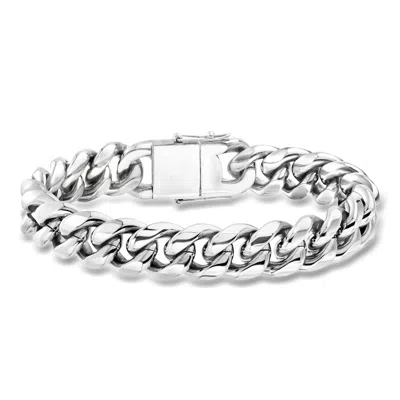 Ross-simons Men's Stainless Steel Cuban-link Bracelet In Silver