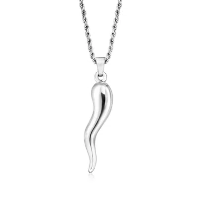 Ross-simons Men's Sterling Silver Italian Horn Pendant Necklace