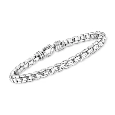 Ross-simons Men's Sterling Silver Venetian Box-chain Bracelet In Metallic