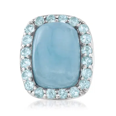 Ross-simons Milky Aquamarine And Blue Topaz Ring In Sterling Silver