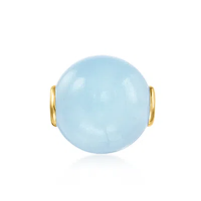 Ross-simons Milky Aquamarine Bead Pendant In 14kt Yellow Gold In Blue