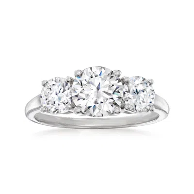 Ross-simons Moissanite 3-stone Ring In Sterling Silver In Metallic
