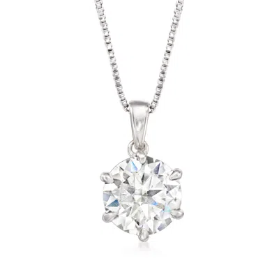 Ross-simons Moissanite Solitaire Necklace In Sterling Silver In Metallic