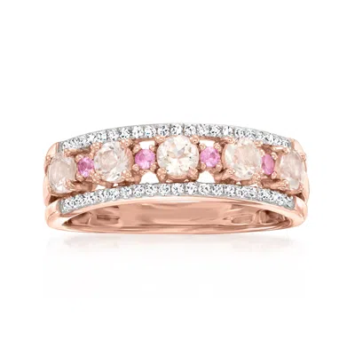 Ross-simons Morganite And . Diamond Ring With Pink Sapphire Accents In 18kt Rose Gold Over Sterling In Multi