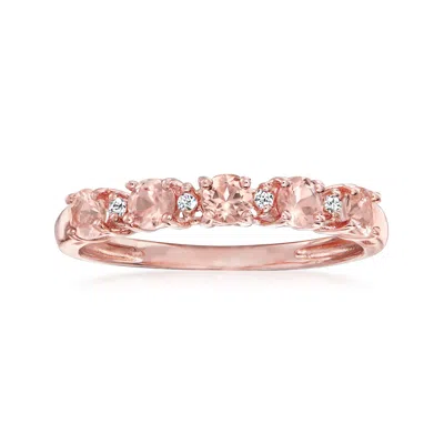Ross-simons Morganite Ring With Diamond Accents In 18kt Rose Gold Over Sterling In White