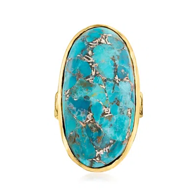 Ross-simons Mosaic Turquoise Ring In 18kt Gold Over Sterling In Green