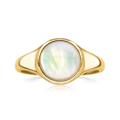 Ross-simons Mother-of-pearl Ring In 14kt Yellow Gold In Silver