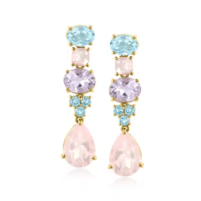 Ross-simons Multi-gemstone Drop Earrings In 18kt Gold Over Sterling In Orange