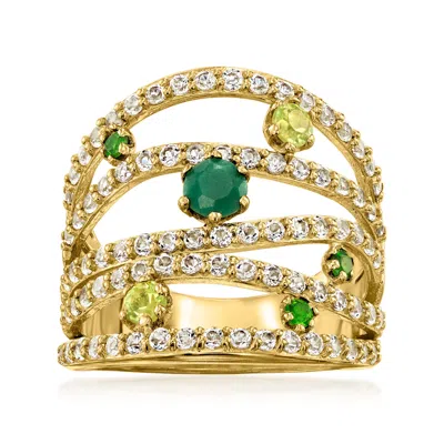 Ross-simons Multi-gemstone Highway Ring In 18kt Gold Over Sterling In White