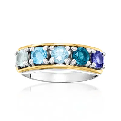 Ross-simons Multi-gemstone Ring In Sterling Silver And 14kt Yellow Gold In Metallic