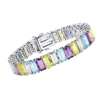 Ross-simons Multi-gemstone Tennis Bracelet In Sterling Silver