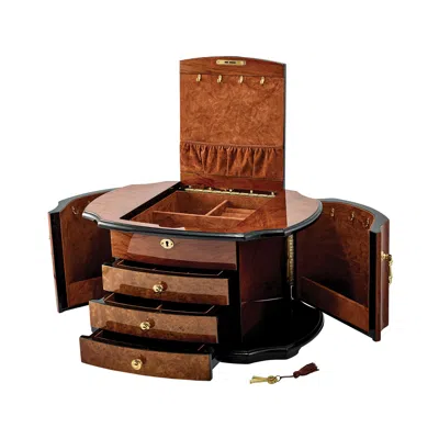Ross-simons Oak And Natural Mapa Burlwood Locking Jewelry Box In Brown