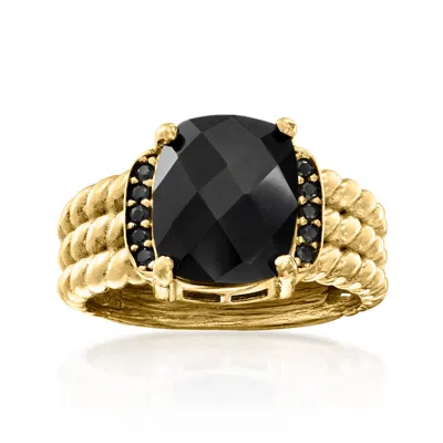 Ross-simons Onyx And .20 Ct. T.w. Black Spinel Ring In 18kt Gold Over Sterling