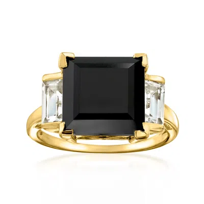 Ross-simons Onyx And White Topaz Ring In 18kt Gold Over Sterling