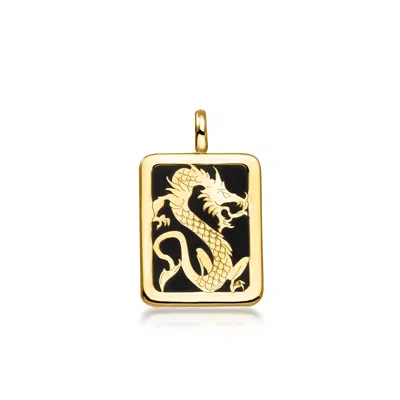 Ross-simons Onyx Dragon Charm In 10kt Yellow Gold In Black