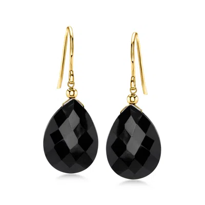 Ross-simons Onyx Drop Earrings In 10kt Yellow Gold In Multi