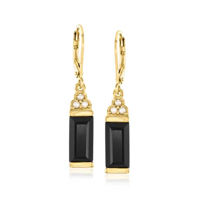 Ross-simons Onyx Drop Earrings With 1.5-2mm Cultured Pearls In 18kt Gold Over Sterling In Multi