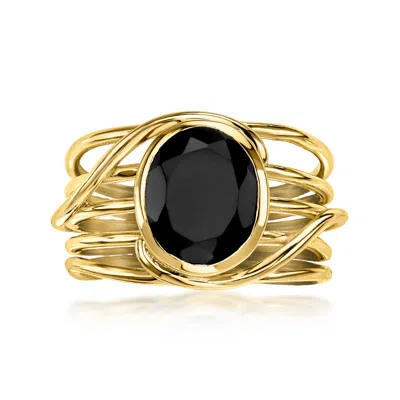 Ross-simons Onyx Highway Ring In 18kt Gold Over Sterling