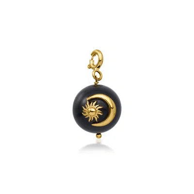 Ross-simons Onyx Moon And Sun Charm In 18kt Gold Over Sterling