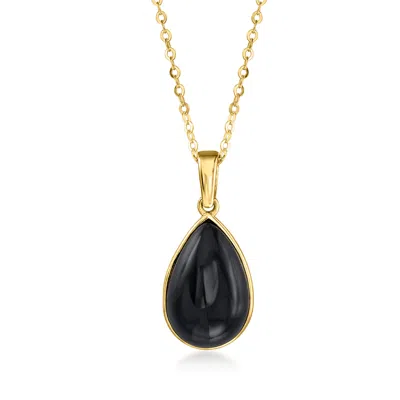 Ross-simons Onyx Pendant Necklace In 10kt Yellow Gold In Black