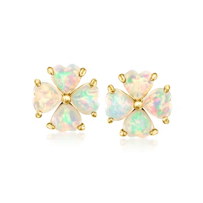 Ross-simons Opal Floral Earrings In 18kt Gold Over Sterling In Multi