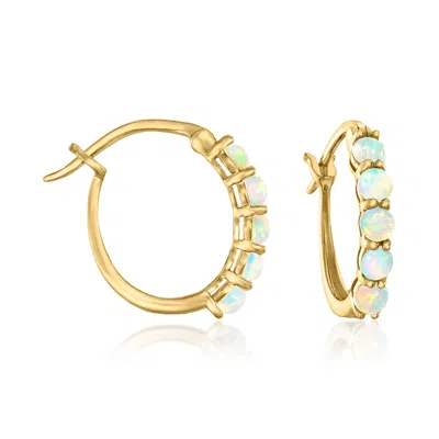 Ross-simons Opal Hoop Earrings In 18kt Gold Over Sterling