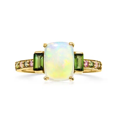 Ross-simons Opal Ring With .30 Ct. T.w. Multicolored Tourmalines In 10kt Yellow Gold