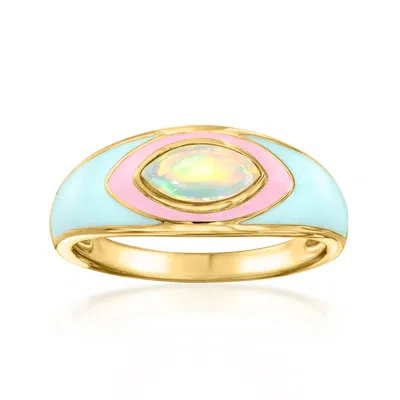 Ross-simons Opal Ring With Pastel Pink And Blue Enamel In 18kt Gold Over Sterling