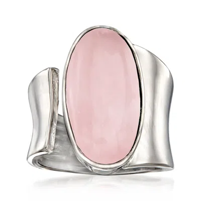 Ross-simons Oval Rose Quartz Wrap Ring In Sterling Silver In Pink