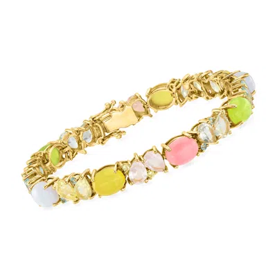 Ross-simons Pastel Multi-gemstone Bracelet In 18kt Gold Over Sterling In Pattern