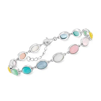 Ross-simons Pastel Multi-gemstone Bracelet In Sterling Silver