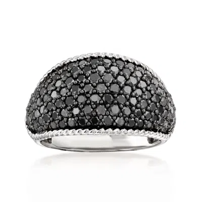 Ross-simons Pave Black Diamond Dome Ring In Sterling Silver