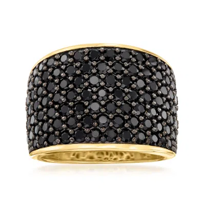 Ross-simons Pave Black Spinel Ring In 18kt Gold Over Sterling