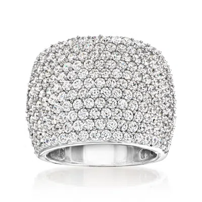 Ross-simons Pave Cz Wide Ring In Sterling Silver In Metallic