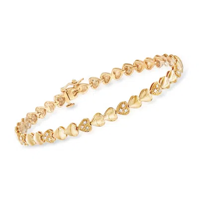 Ross-simons Pave Diamond Heart Bracelet In 18kt Gold Over Sterling In Multi