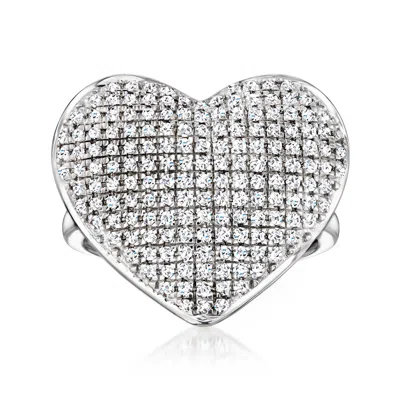 Ross-simons Pave Diamond Heart Ring In Sterling Silver In White