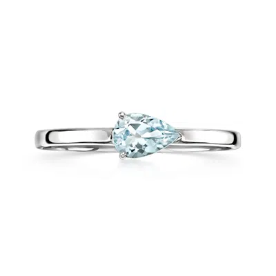 Ross-simons Pear-shaped Aquamarine Ring In 10kt White Gold In Blue