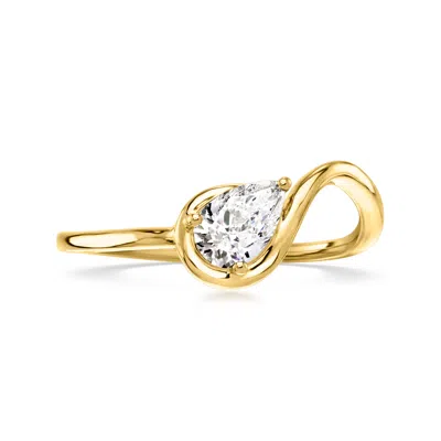 Ross-simons Pear-shaped Lab-grown Diamond Ring In 18kt Gold Over Sterling In Multi