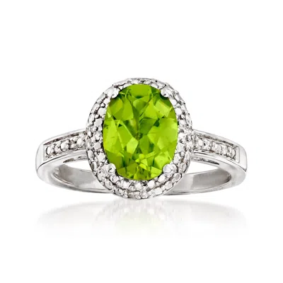 Ross-simons Peridot And Diamond-accented Ring In Sterling Silver In Green
