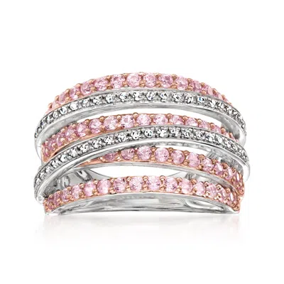 Ross-simons Pink Sapphire And . Diamond Highway Ring In 2-tone Sterling Silver