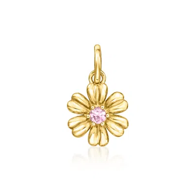 Ross-simons Pink Sapphire Flower Charm In 14kt Yellow Gold