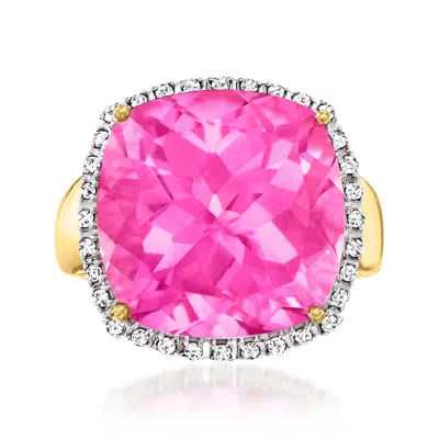Ross-simons Pink Topaz And . Diamond Ring In 14kt Yellow Gold