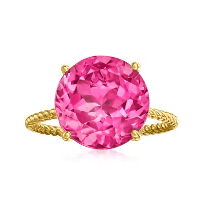 Ross-simons Pink Topaz Twist Rope Ring In 14kt Yellow Gold